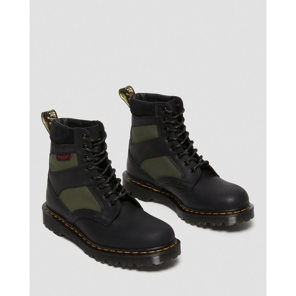 NEW Dr. Martens 1460 Made In England Ventile‎ Padded Panel Lace Up Boots Black